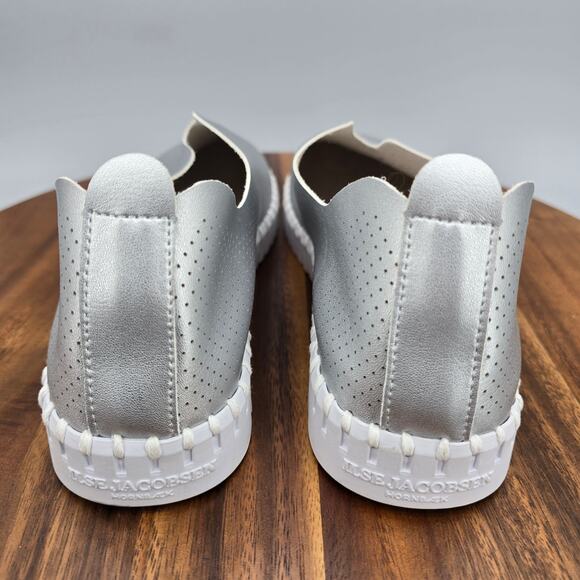 Ilse Jacobsen Shoes Women's 7.5 38 Silver Metallic Tulip Comfort Slip On Flats - Picture 5 of 8